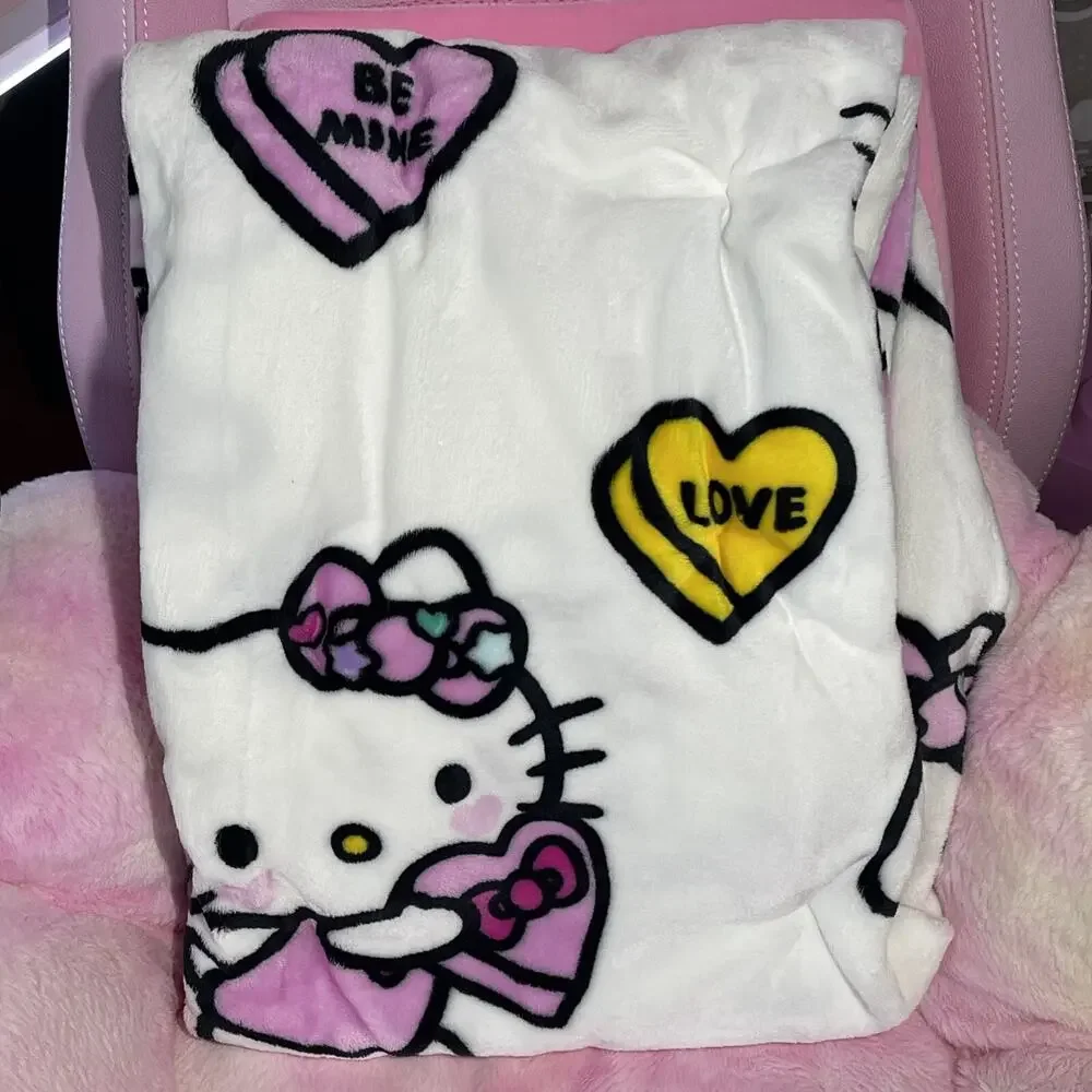 Hello Kitty Throw Blanket Valentine Love Conversation Candy Hearts 2025 Sanrio
